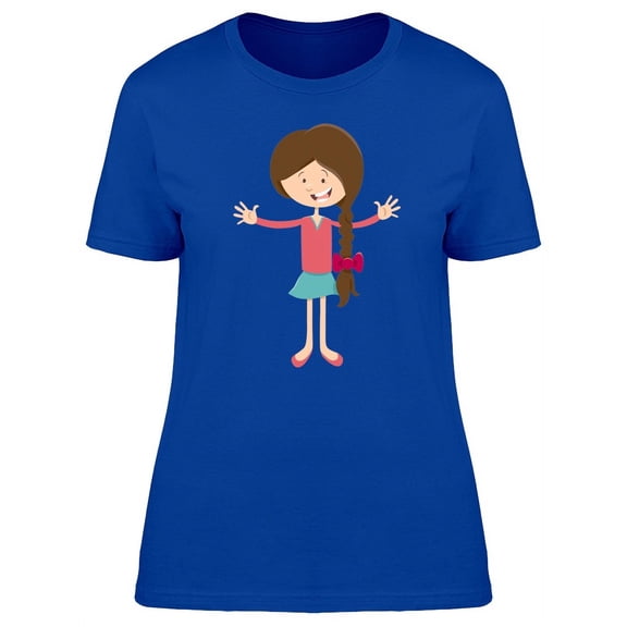 Adorable Happy Girl Cartoon T-Shirt Women -Image by Shutterstock, Female Small