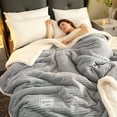 thumbnail image 5 of Soft Warm Blanket Thermal Three-Layer Weighted Quilting Solid Color Bedspread Fleece Throw Blanket Adult Bed Cover Winter, 5 of 6