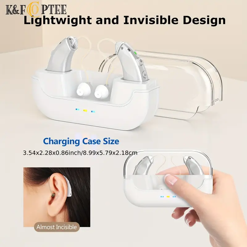 Hearing Aids Hearing Amplifiers For Seniors Rechargeable With Noise Cancelling-Hearing Aid Loss Amplifier Seniors Adults Charging Case Volume Control,Brown