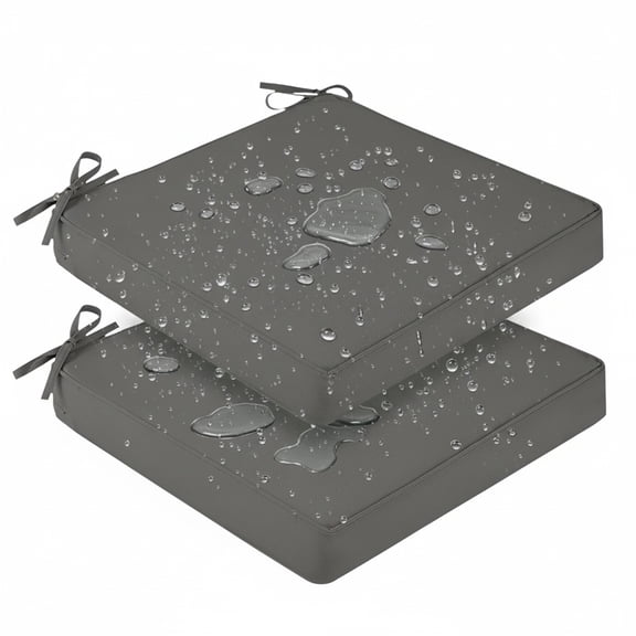 Eurhowing 19x19x4 Inch Outdoor Chair Cushions 2 Pack, Waterproof Patio Seat Cushions with Cover & Straps, Fade Resistant Pads for Garden, Porch, Poolside Furniture (Dark Gray)