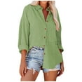 thumbnail image 2 of Womens Blouses Autumn Winter Solid Color Lapel Long Sleeve Loose Casual Tops Sportwear, 2 of 9