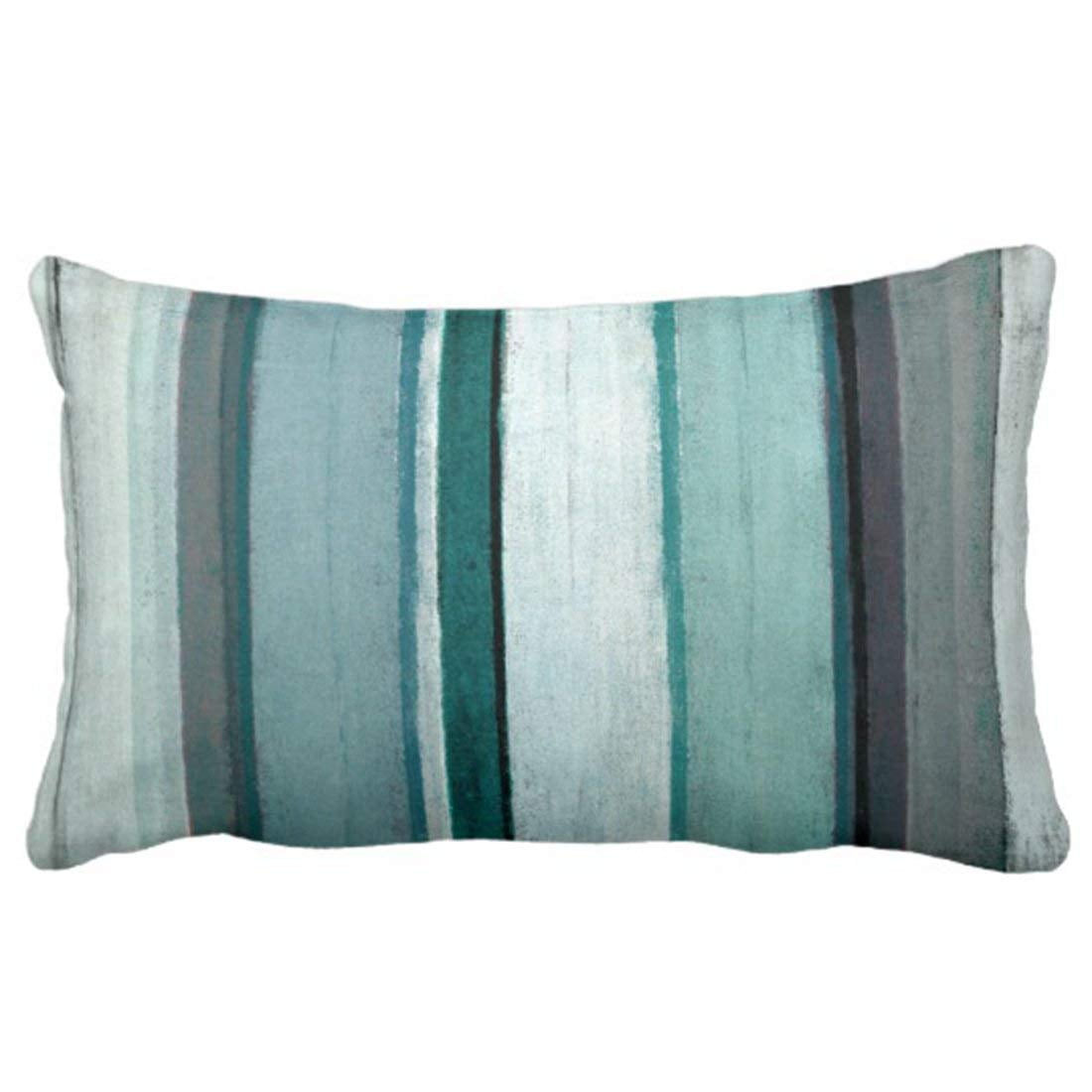 WOPOP Link' Teal and Grey Abstract Art Pillowcase Throw Pillow Cover