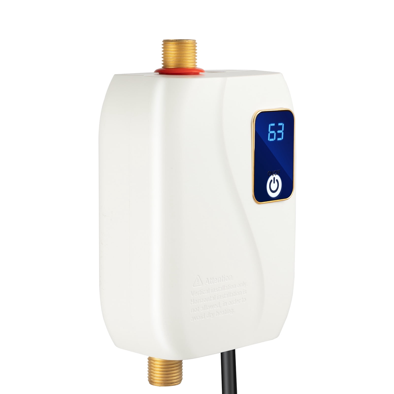 ChicHomey 3000W Instant Water Heater Under Sink with LCD Display,Stainless Steel Heating Core,Multi-Protection & IPX4 Waterproof,White,110V