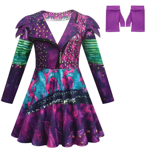Moonsky Descendants Costumes for Girls, Mal Descendants Costume Girls Halloween Cosplay Costumes Descendants Rise of Red Costumes Purple(130#Purple)