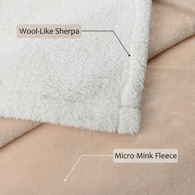 Catalonia Sherpa Throws Blanket,Super Soft Comfy Fuzzy Micro Fleece Plush  Snuggle Blanket All Season for Couch Bed, 50 x 60 Latte 