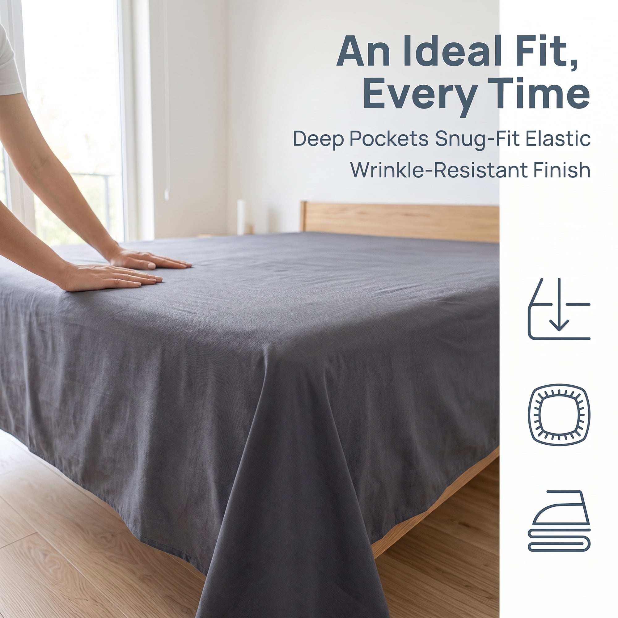 Unique Bargains Ployester Gauze Bed Breathable Flat Sheet Bedding Dark Gray 63"x91"