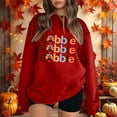 thumbnail image 2 of Fiaer Thanksgiving Women Sweatshirts Cute Graphic Crew Neck Plus Size Pullovers Long Sleeve Loose Fit Trendy Tops Red XL, 2 of 4