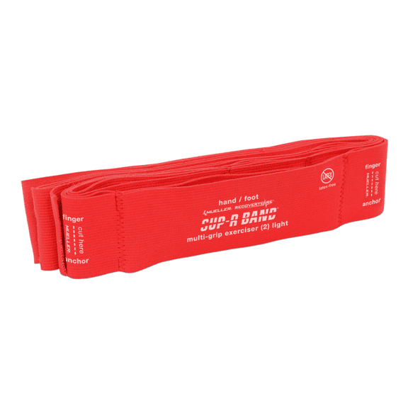 Mueller SUP-R BAND Multi-Grip Resistance Exerciser: 7-loop / 6 yds. / Light Resistance (Red)