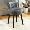 thumbnail image 2 of Gymax Velvet Vanity Chair w/ Back Tufted Low Back & Solid Wood Legs for Bedroom Gray, 2 of 10