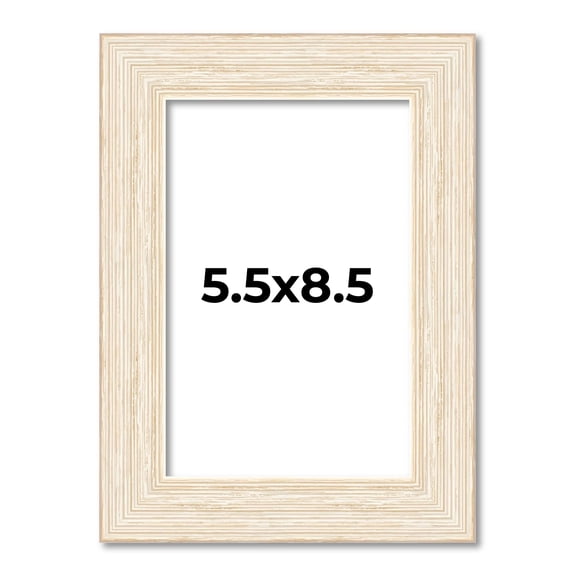 5.5x8.5 Frame White Barnwood Picture Frame - Modern Frame Includes UV Acrylic Shatter Guard Front,