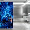 thumbnail image 3 of Erosebridal Sports Car Shower Curtain 72Wx78L, Neon Speed Bath Curtain, Blue Cyan, 3 of 5
