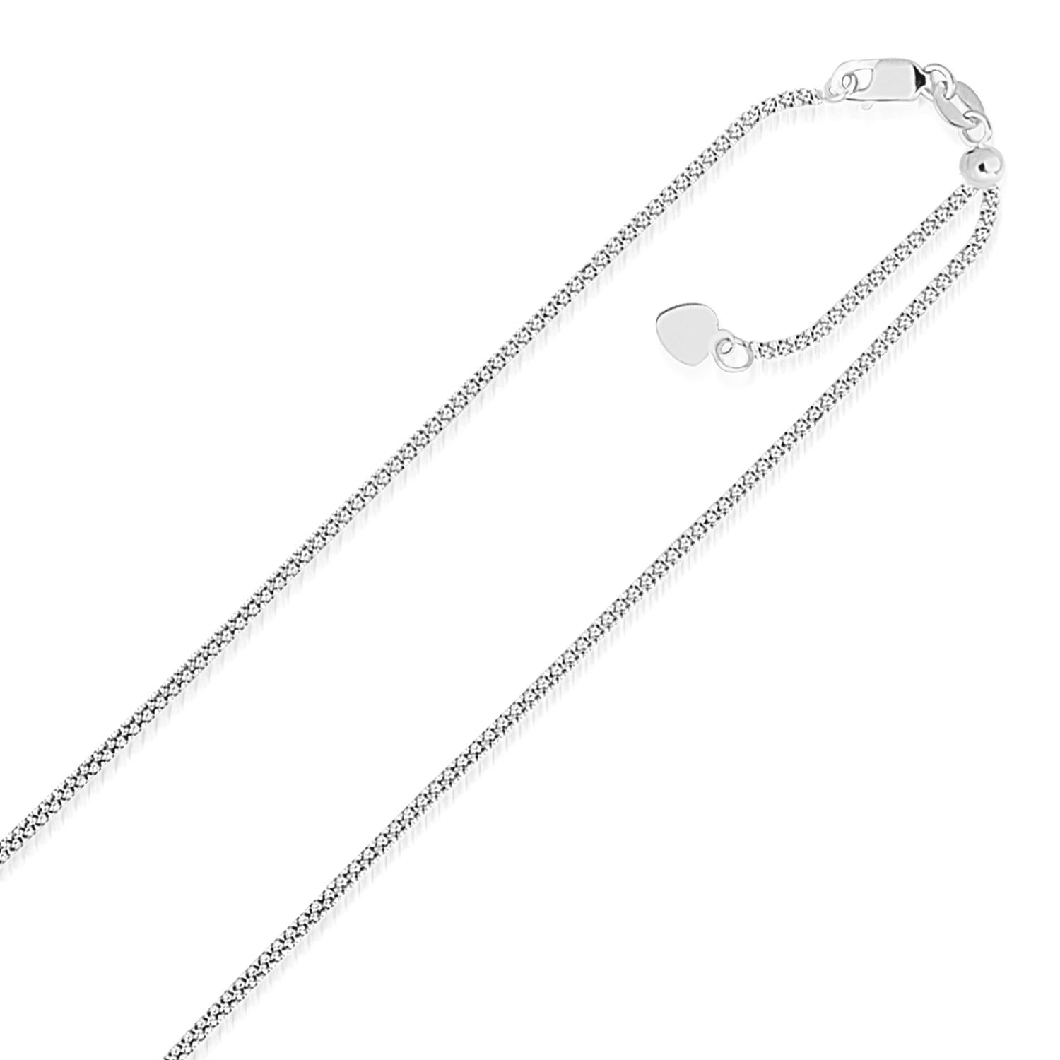 14k White Gold Adjustable Popcorn Chain 