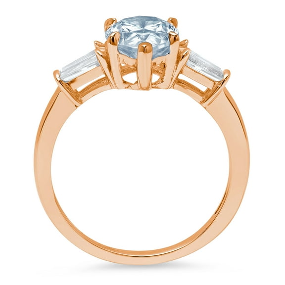 2.5 ct Pear Cut Natural Swiss Blue Topaz Three-Stone Engagement Ring for Women in 14K Rose Gold