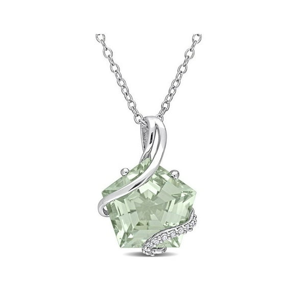 6.50 Carat (ctw) Green Quartz Pendant Necklace in Rose Pink Plated Sterling Silver with Chain