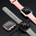 thumbnail image 2 of Case+ Strap for Apple Watch Bands 44mm 40mm 38mm 42mm Silicone Wristbands with PC Screen Protector Cover iWatch 3 4 5 6 SE, 2 of 8