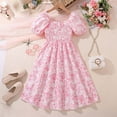 thumbnail image 6 of Glisme Girls Dresses Big Child Puffed Sleeve French Floral Style Waist Dress Pink Sundress Size 7-8 Years, 6 of 7
