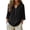 Black, variant on Womens Casual V Neck Blouse 3/4 Sleeves Summer Tops Loose Fit Linen Shirts Beach Vacation Clothes by Gbobgt Black L