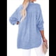 thumbnail image 3 of Blusas Casuales de Larga con Cuello en V y Botones para Mujer, Blusas Lisas de Gran Tamaño. Azul M, 3 of 7