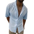 thumbnail image 1 of xiaxaixu Men’s Lace Shirt, Short Sleeve Turn-down Collar Button Closure Hollowed Beach Shirt Summer Tops, 1 of 3