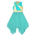 thumbnail image 5 of YONGHS Girls Praise Lyrical Dance Dress Sleeveless Asymmetrical Liturgical Worship Dancewear Performance Costume Turquoise 16, 5 of 7