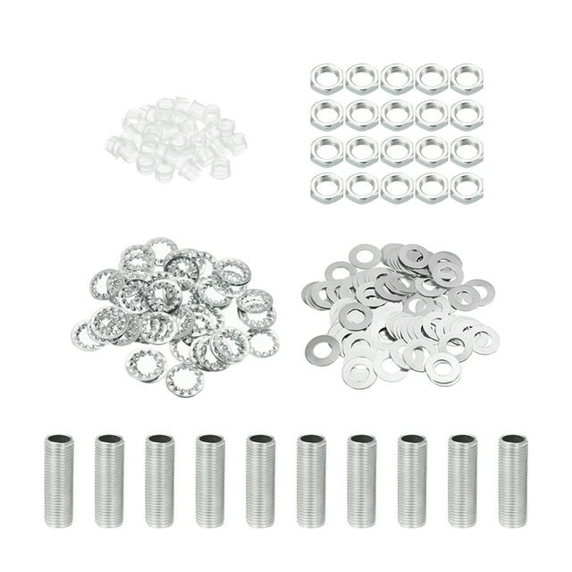 Unique Bargains M10 Thread 1.18' Lamp Pipe Kit with Lock Nuts Washers Fasteners Assortment Hardware