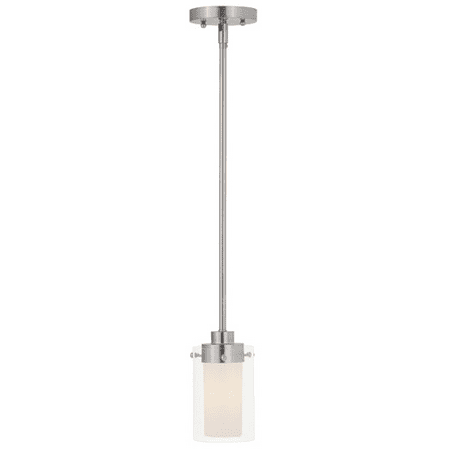 

Mini Pendants Porch 1 Light With Clear Outside Glass & Opal Inside Glass Brushed Nickel size 5 in 60 Watts - World of Crystal