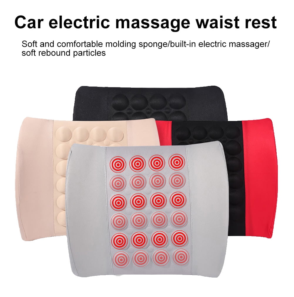Universal 12V Car Electric Lumbar Massage Cushion Seat Back Waist Support  Pillow