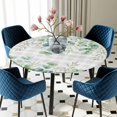 thumbnail image 5 of Elastic Fitted Round Tablecloth, Eucalyptus Leaves Waterproof Stretch Table Cover for 45"-54" Tables, Spring Daily Flowers Plants Gray Plaid Washable Outdoor Tablecloths for Patio, Picnic, Camping, 5 of 9