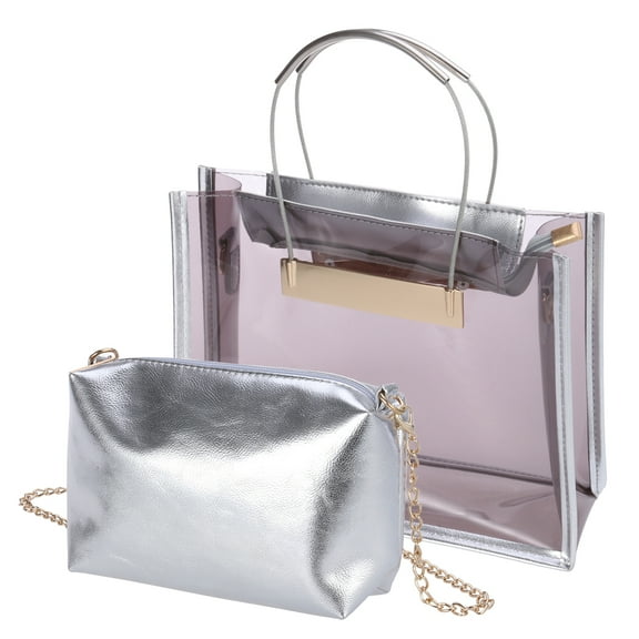 MOKKHNB Shopping Satchel for Women Plastic 2Pcs/Set Light Brown