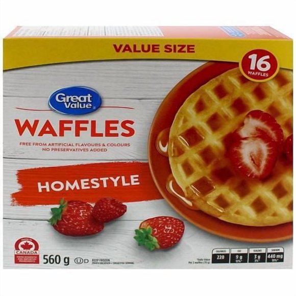 Gaufres maison Great Value, 560 g, 16 gaufres 560g