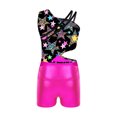 thumbnail image 6 of Alvivi Girls Leotard 2 Piece Asymmetrical Shoulder Straps Sports Dance Gymnastic Leotards Jumpsuit Starry Black 4, 6 of 7