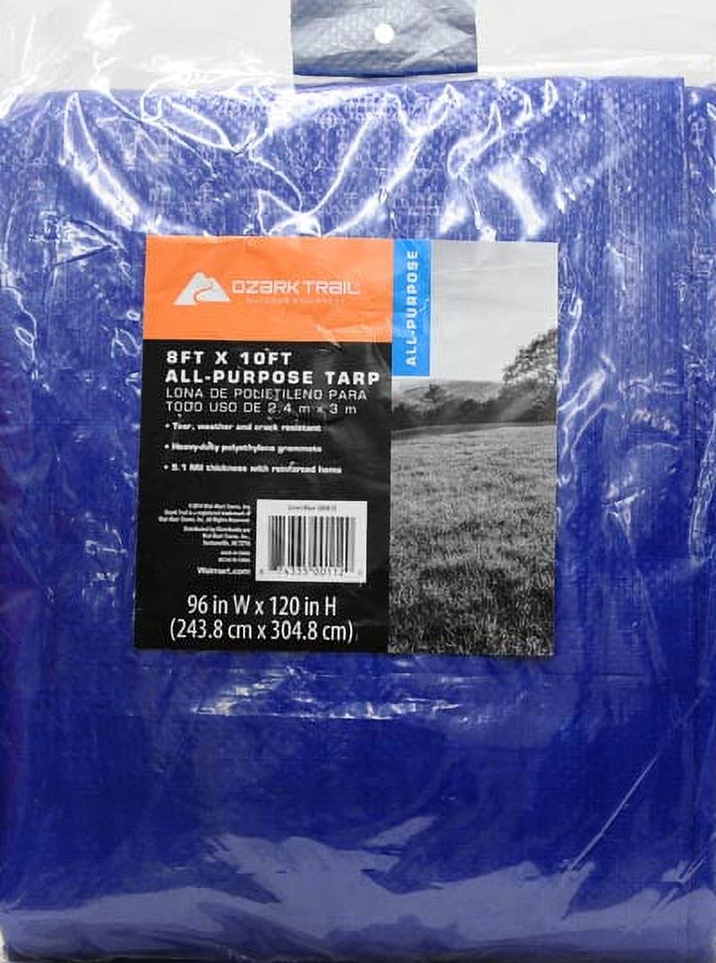 Ozark Trail All-Purpose 8' x 10' Tarp, Royal Blue/Silver - image 2 of 3
