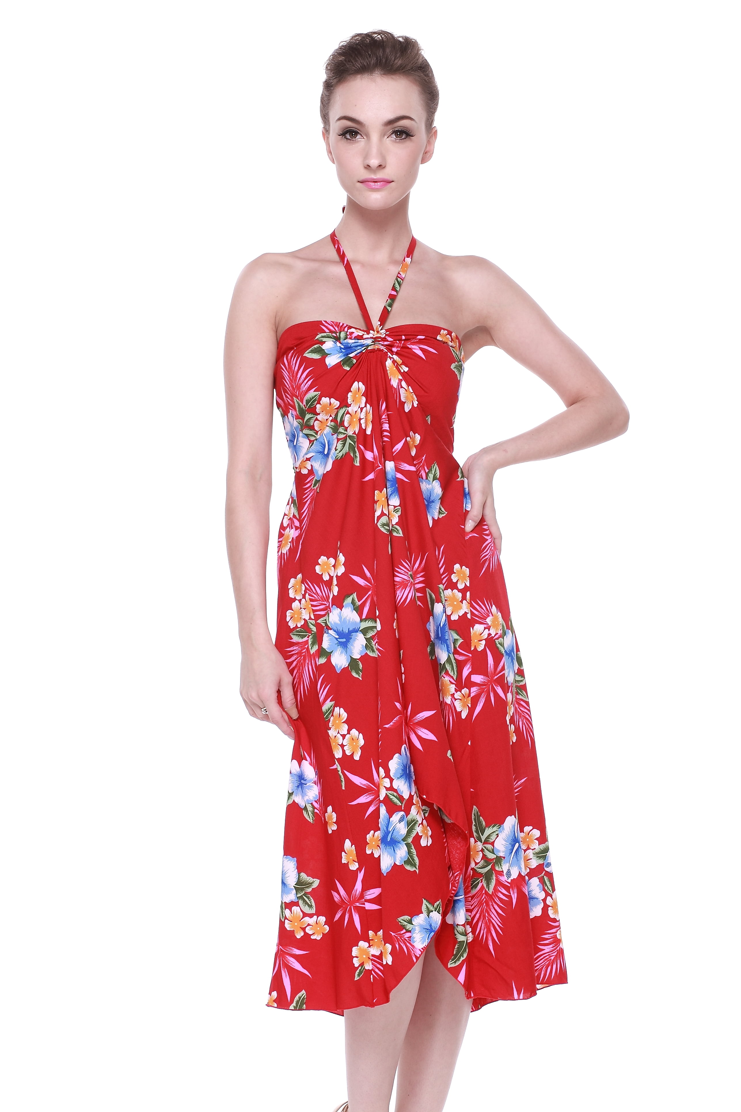 Hawaii Hangover Women Hibiscus Floral Halter Dress, up to size 3xl ...