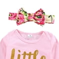 thumbnail image 4 of Eleanos Baby Girls Newborn Floral Romper Bodysuit+Pants+Bowtie Headband+Beanie Hat Infants 4Pcs Clothing Outfits Set, 4 of 7