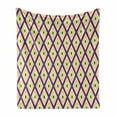 thumbnail image 1 of Mardi Gras Soft Flannel Fleece Blanket, Classical Diamond Line Rhombus Pattern in Traditional Carnival Colors, Cozy Plush for Indoor and Outdoor Use, 50" x 60", Purple Yellow Green, by Ambesonne, 1 of 6