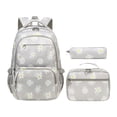 thumbnail image 3 of Mochila ligera con estampado de margaritas para escuela primaria, ideal para adolescentes. Gris, 3 of 9