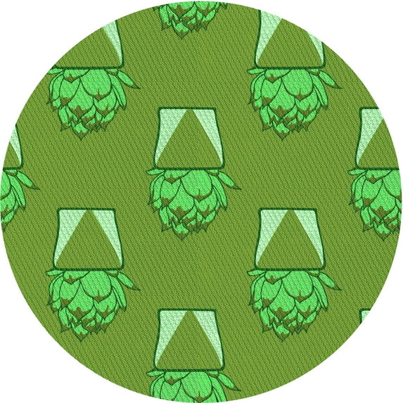 Ahgly Company Machine Washable Indoor Round Transitional Dark Lime Green Area Rugs, 4' Round