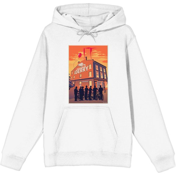 It Derry Sunset Poster Art Adult White Long Sleeve Hoodie-3XL