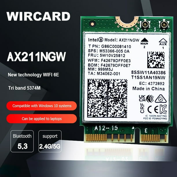 Tarjeta WIFI6E de 2,4 GHz/5GHz compatible con Bluetooth 5,3 3000Mbps WIFI6E tarjeta WiFi M.2 CNVio2 adaptador WiFi inalámbrico para Windows 10 LINUX JShteea Nuevo