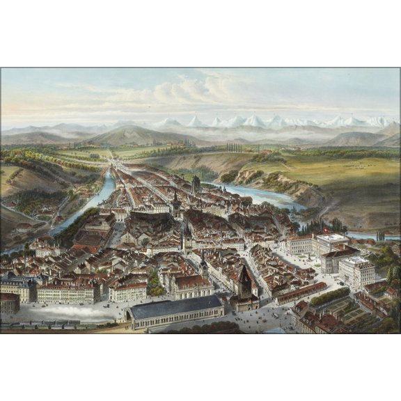 24"x36" Gallery Poster, city of Bern, Switzerland, in 1858