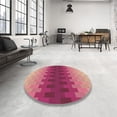 thumbnail image 4 of Ahgly Company Tapis Rond Lavable en Machine Intérieur Transitionnel Rouge Framboise, 4 Pieds Rond, 4 of 7