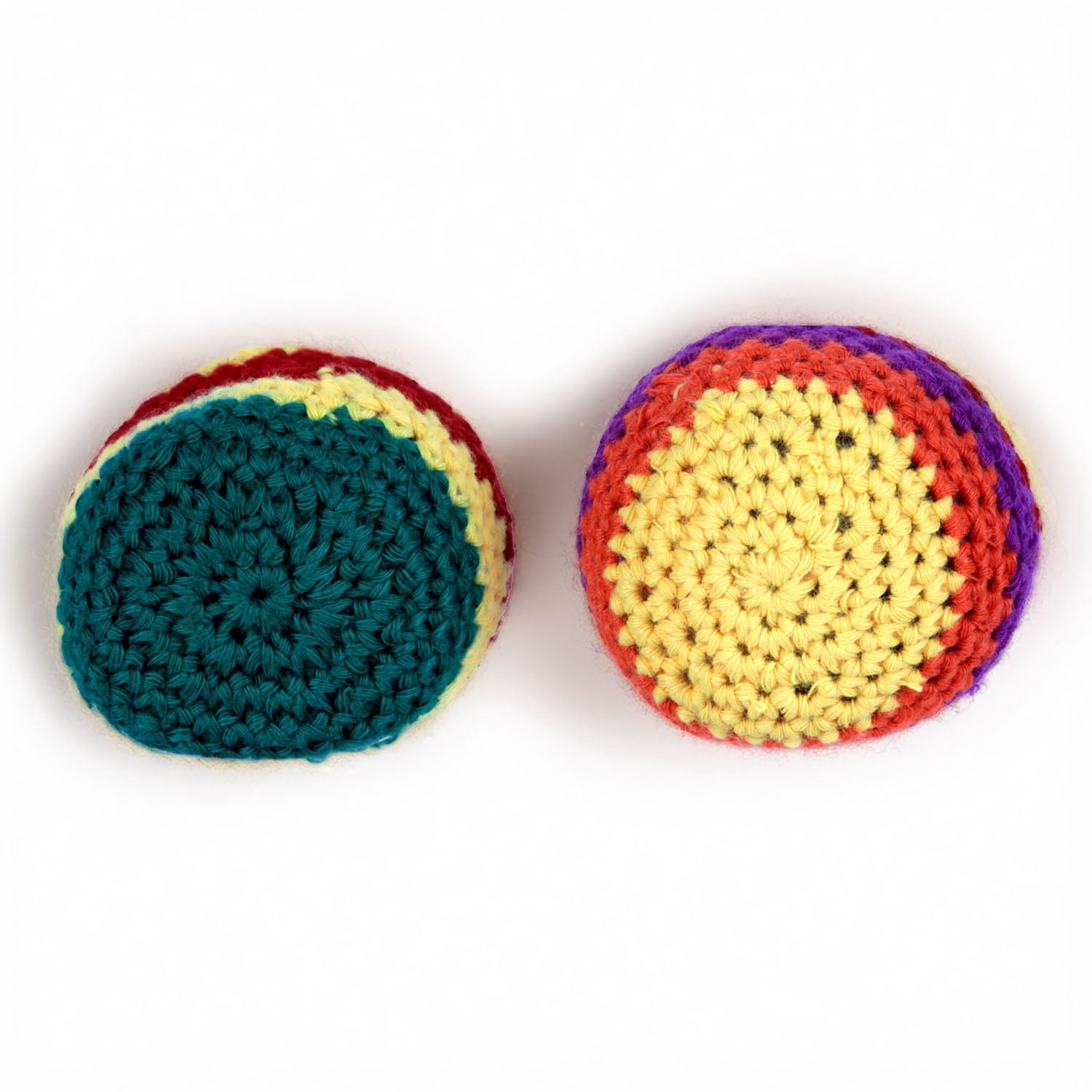 Crochet Footbag 2-Pack – 2.25 x 2 in, 40g Kick Sack Balls for Adults & Kids, Juggling & Stress Relief Toy