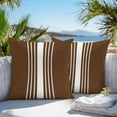thumbnail image 3 of Outdoor Waterproof Throw Pillow Covers Set of 2 Brown Vertical Stripes Decorative Pillowcases Square Outdoor Pillows Cushion Case 16x16 Inch Classic Striped Patio Pillows for Couch Sofa Bed Garden, 3 of 9