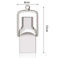 thumbnail image 2 of Memoria USB 32 GB OTG 2 en 1 USB C Stick 3.0 Unidad flash Memoria USB tipo C con llavero Resistente al agua para PC Portátil Notebook Coche TV USB-C Teléfono móvil Plata, 2 of 7