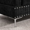 thumbnail image 2 of Sectional 3-Seaters Sofa with Chaise, Storage Ottoman, Metal Legs and Copper Nails,Two White Pillows ,Black, 2 of 28