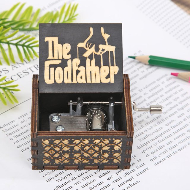 Caja de música con manivela negra retro, regalo de cumpleaños para niños, decoración del hogar