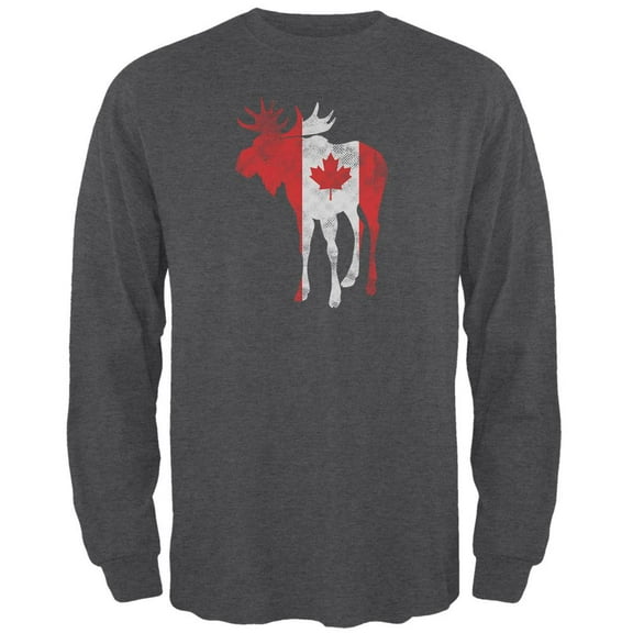 Great Canadian Moose Halftone Mens Long Sleeve T Shirt Deep Heather 3X-LG