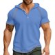 thumbnail image 1 of Men's Solid Color Three Button Hooded Raglan Shirt Top M, 1 of 5