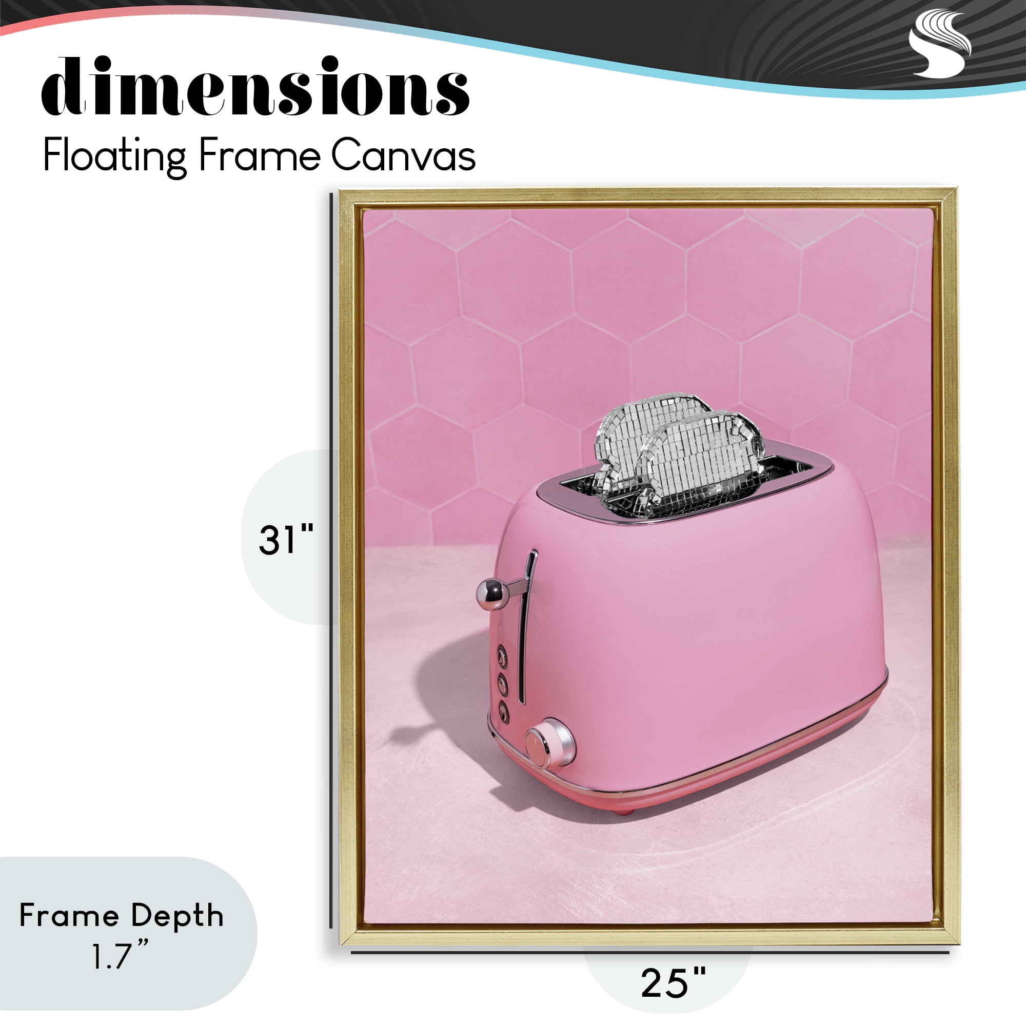 Stupell Industries Disco Toaster over Pink Gold Framed Floater Canvas Wall Art, design by LISH Creative