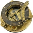thumbnail image 2 of Nautical India Brass Nautical Gift Ideas for Men Xmas Perfectly Calibrated Large Sundial Compass Rosewood Case Top Grade Engraved Brass Compass, 4 x 1.5 Inch, 2 of 4